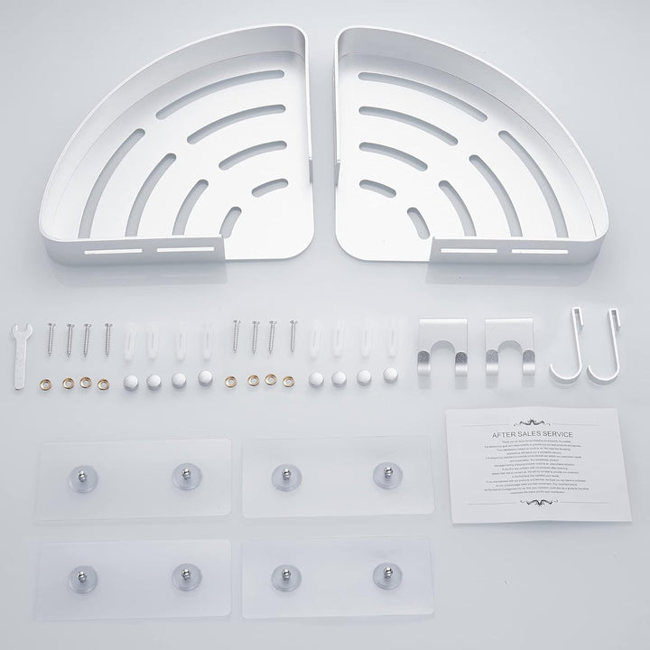 GERUIKE Duschablage Ohne Bohren Duschkorb Duschregal Ecke Wandmontage Klebepad Silber Aluminium 2 St