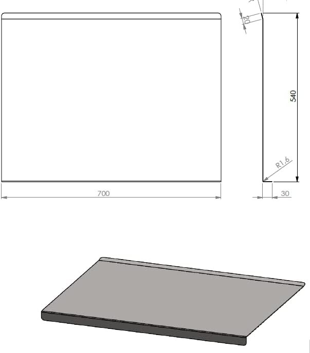 KOCH #82 Edelstahl Schneidebrett, Knetbrett, Arbeitsplatte, Arbeitsfläche mit satinierter Oberfläche