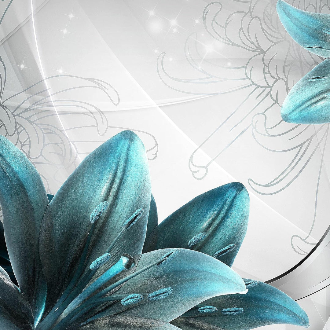 Runa Art Wandbilder Blumen Lilien 5 Teilig Bild auf Vlies Leinwand Deko Wohnzimmer Abstrakt Grau Bla