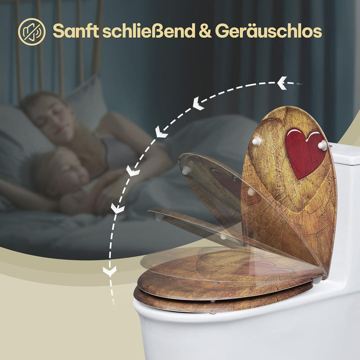 eSituro Toilettendeckel, WC Sitz mit Absenkautomatik, Klodeckel mit Schnellverschluss, 360° verstell