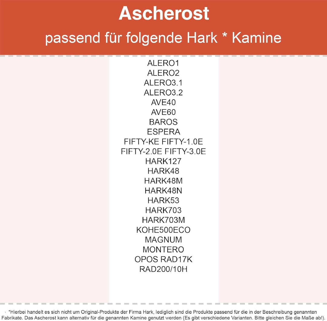 Kaminrost - Passend für Hark Kaminöfen inkl. Modellübersicht - Ascherost Kamin aus massivem Stahl -