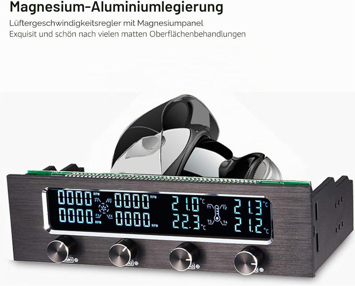 VBESTLIFE 4 Lüfter Computer-Lüftersteuerung, STW 6041 4-Kanal-CPU-Temperatursensor PC-Lüftersteuerun