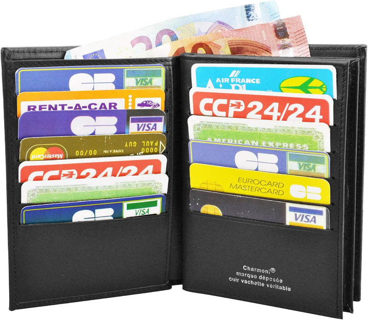 Charmoni - Max – Grosse Geldbörse – Herrengeldbörse – Anti-Piraterie – RFID-Blockierung – 4 Klappen