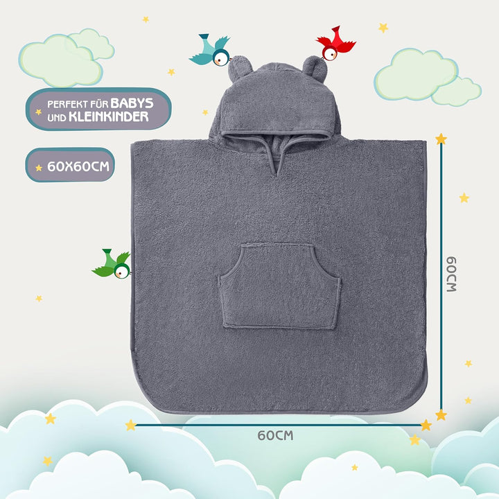 Fuchs&Panda® Badeponcho Kinder EXTRA warm, weich & kuschelig (100% Bambus) | Badeponcho Baby | Handt