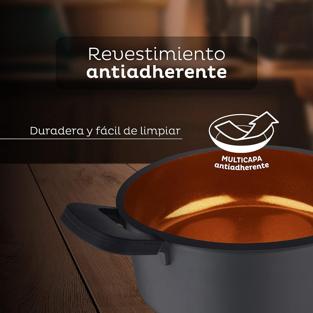 SAN IGNACIO SG-6610 CACEROLA 24X11.5CM C/TAPA ALUMINIO FUNDIDO IND BRONZE SG Töpfe