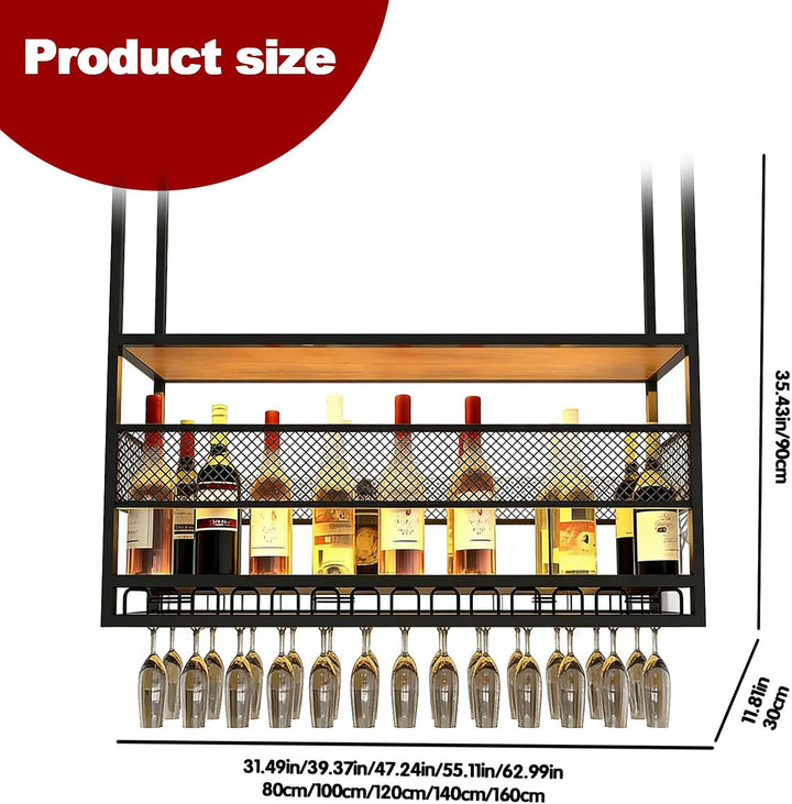 Deckenregal Weinregal, Hängendes Weinglasregal aus Metall, 2-stufiges Bar-Display Weinlagerhalter, f