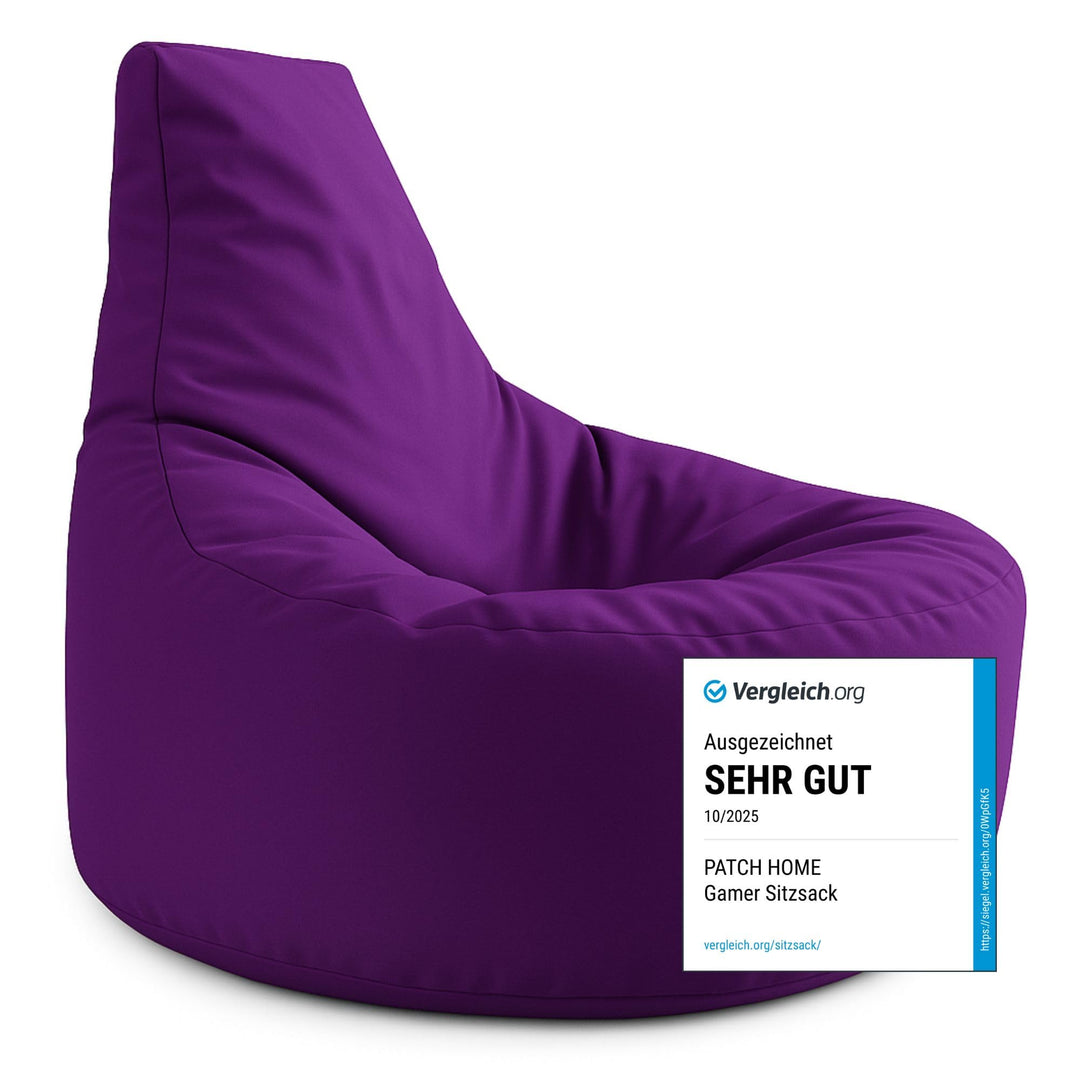 PATCH HOME Gamer Kissen & Lounge Sitzsack – befüllbar mit Reissverschluss, gefüllt mit Styropor, gee
