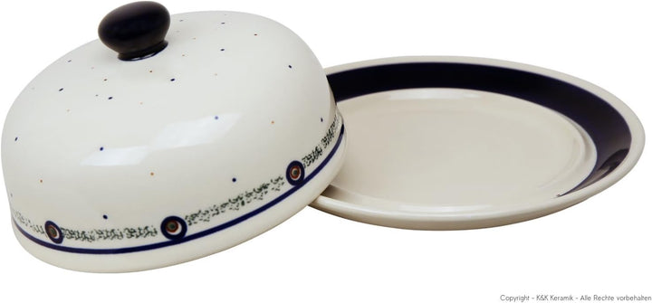 Original Bunzlauer Käseglocke M/Butterglocke für Rollbutter - Ø = 19,5 cm, Dekor 114