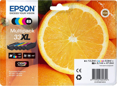 Epson Original 33XL Tinte Orange, Multipack 5-farbig Multipack XL Normalverpackung Single