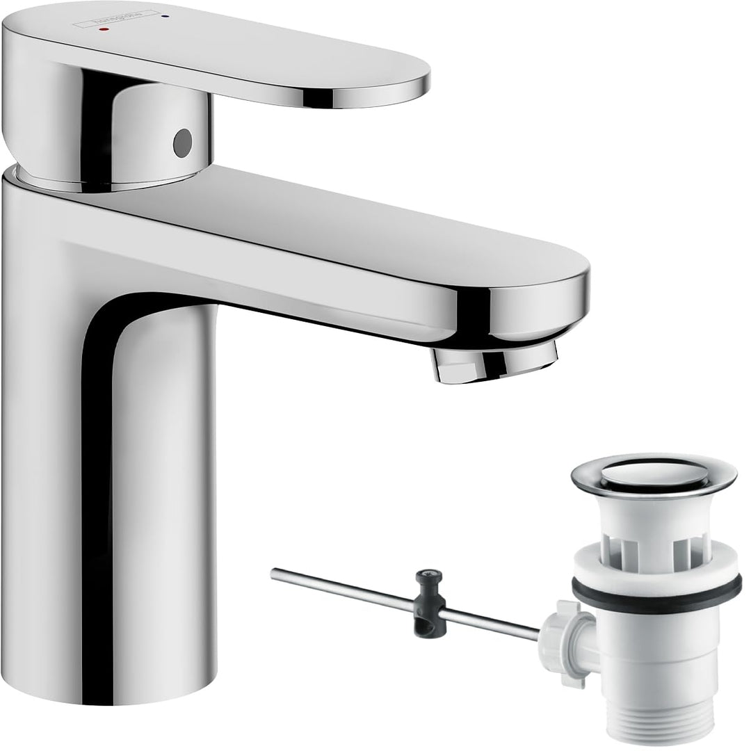 hansgrohe Vernis Blend - Waschtischarmatur mit Zugstangen-Ablauf, Wasserhahn Bad mit Auslauf Höhe 88