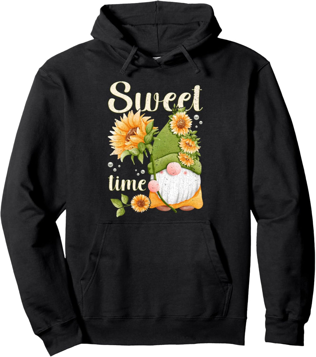 Wichtel mit Sonnenblume, Frühlingsmotiv mit Gartenzwerg Pullover Hoodie