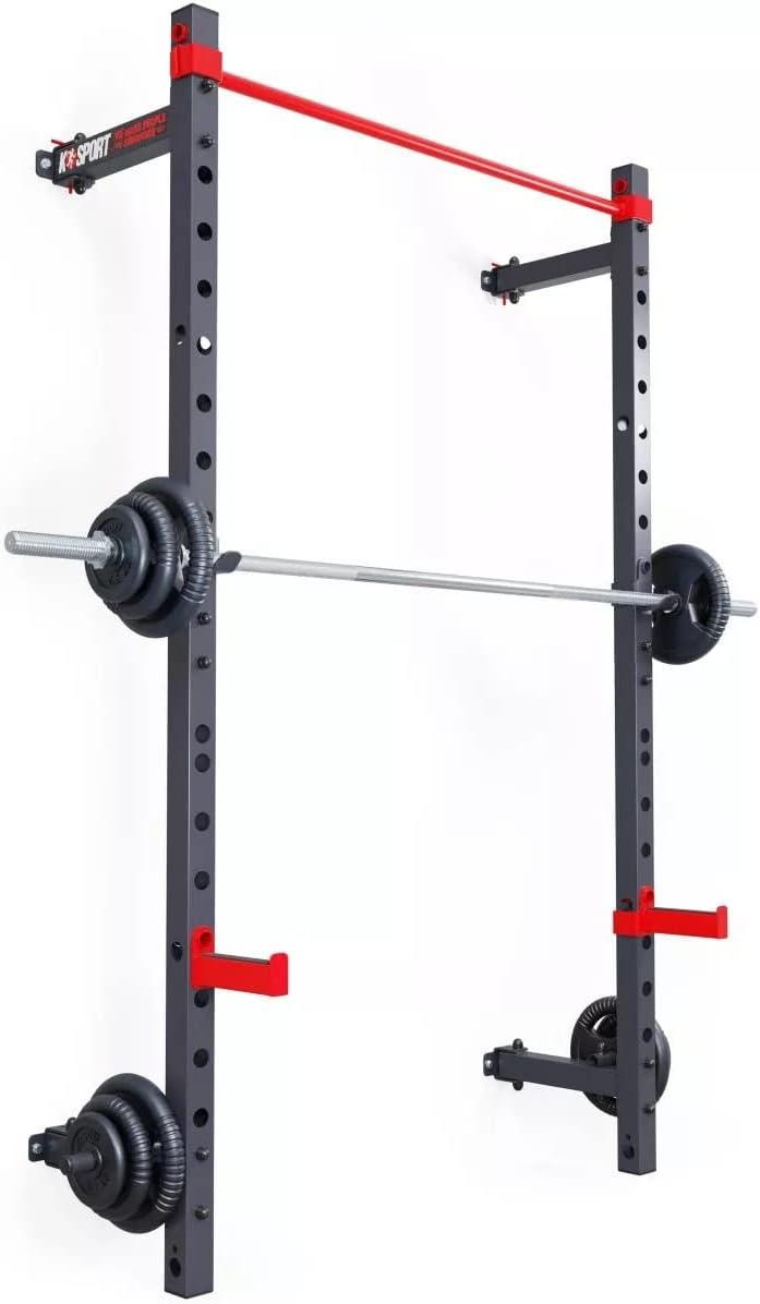 K-Sport: Wandrack – Squat Rack mit Klimmzugstange zur Wandmontage bis 225 kg belastbar I Kniebeugest