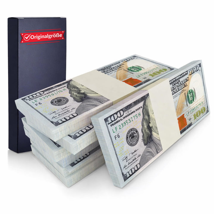 Spielgeld für Videoaufnahmen - Kinder 100$ x 100 Dollar Scheine mit Geschenkverpackung Fake Geld 10.