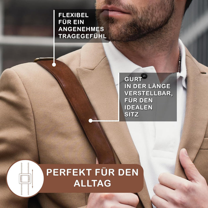 STILORD 'Tom' Vintage Leder Umhängetasche für Studium Uni Büro Arbeit 15 Zoll Laptoptasche DIN A4 Sc