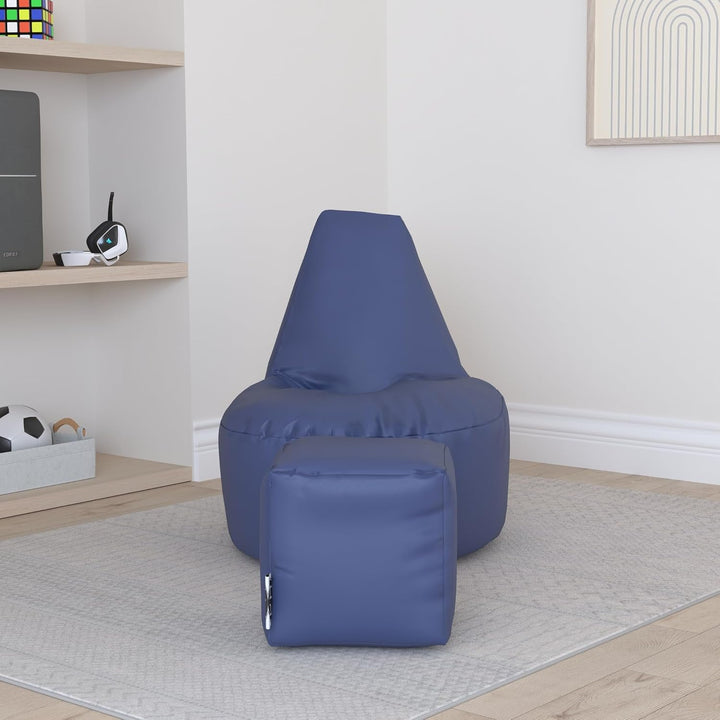 PATCH HOME Gamer Kissen Lounge Kissen Sitzsack Sessel Sitzkissen Bean Bag + Würfel/Hocker mit Reissv