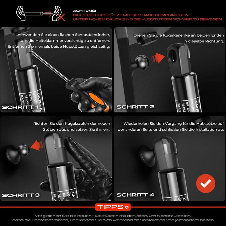Frankberg 2x Universal Gasfeder Gasdruckdämpfer Gasdruckfeder Dämpfer 410N 320MM 113MM