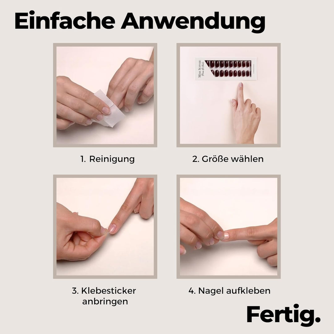 Original Miss Sophie Press On Nails | 32 Stück | Lipstick Red | Short Square | Für Fingernägel 1 stü