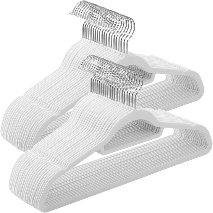 SONGMICS Kleiderbügel Samt, 50er Set, Bügel, rutschfest, kleine Stange für Krawatten, 360° drehbarer