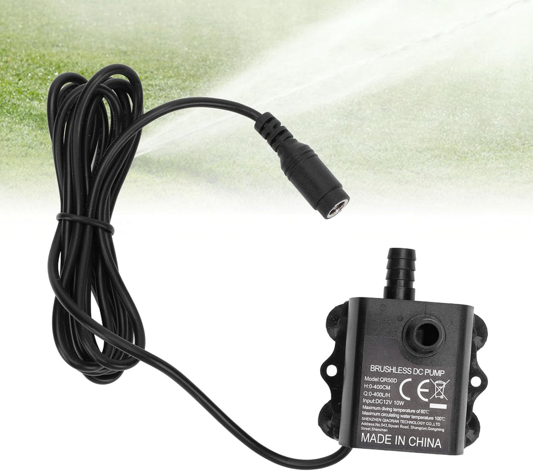 Tauchpumpe DC 0‑400 L/H, Teichpumpe, Extrem Leise, mit Trockenbrennschutz, Mikrobürstenlos, für Spri