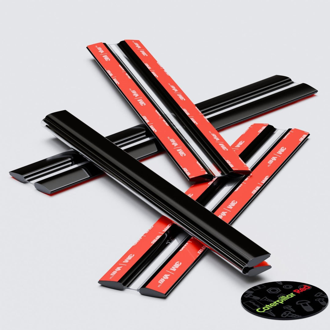4x 200mm Schwarz Flex-Scharniere mit niedrigem Profil - Kein Klebstoff erforderlich. Selbstklebendes