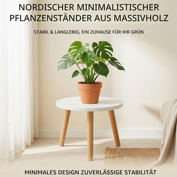Pflanzenhocker aus Holz, Blumenhocker für Innen &amp; Balkon, Pflanzenständer Stabil Rund, Blumenständer