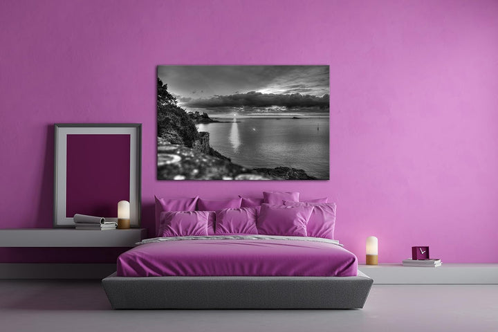 deyoli Küstenabschnitt von Bretagne Effekt: Schwarz/Weiss Format: 80x60 als Leinwand, Motiv fertig g