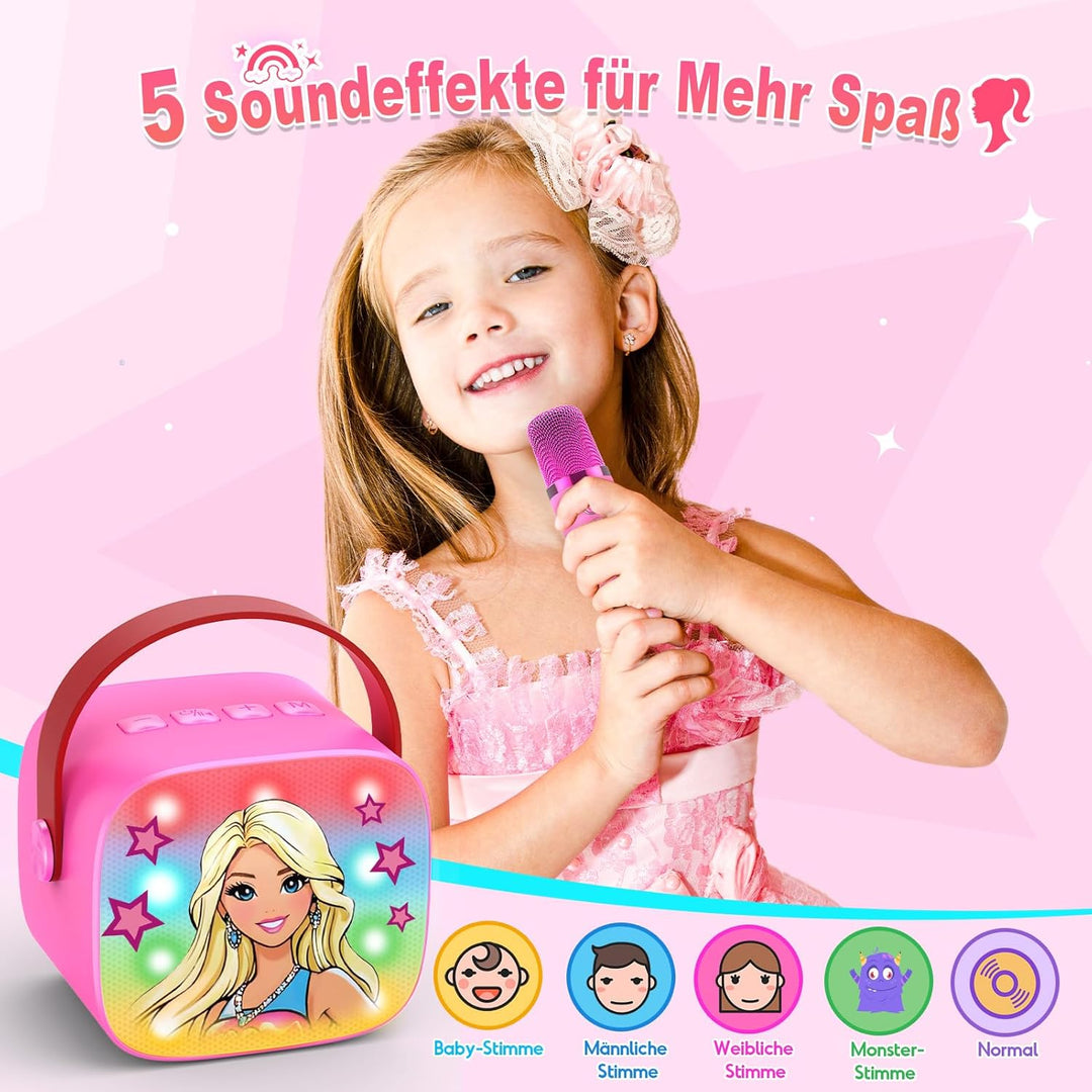 Dislocati Geschenk Mädchen 3-12 Jahre, Karaoke Maschine Kinder mit 2 Karaoke Mikrofon Bluetooth Prin
