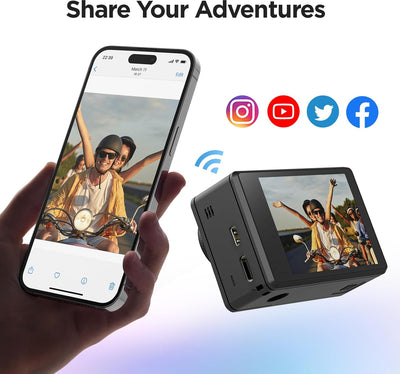 TIMNUT 4K Action Cam Touchscreen - Dual Screen 40M Unterwasserkamera 170°Weitwinkel Helmkamera 20MP