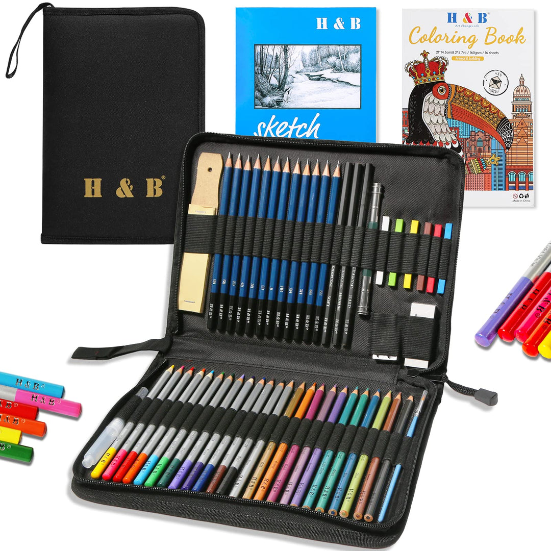 H & B Buntstift, Künstler-Buntstift, professionelles Zeichenstift-Set für Kinder, Künstler, Erwachse