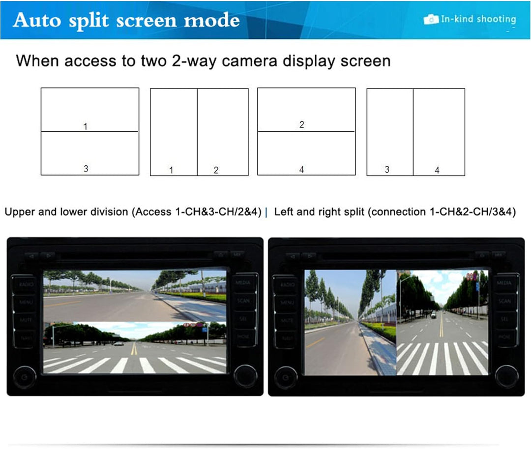 KIMISS 4-Kanal-Video-Splitter, 1080P AHD 4-Kanal-Video-Splitter-Controller DC12V 24V Kamera-Video-Bi