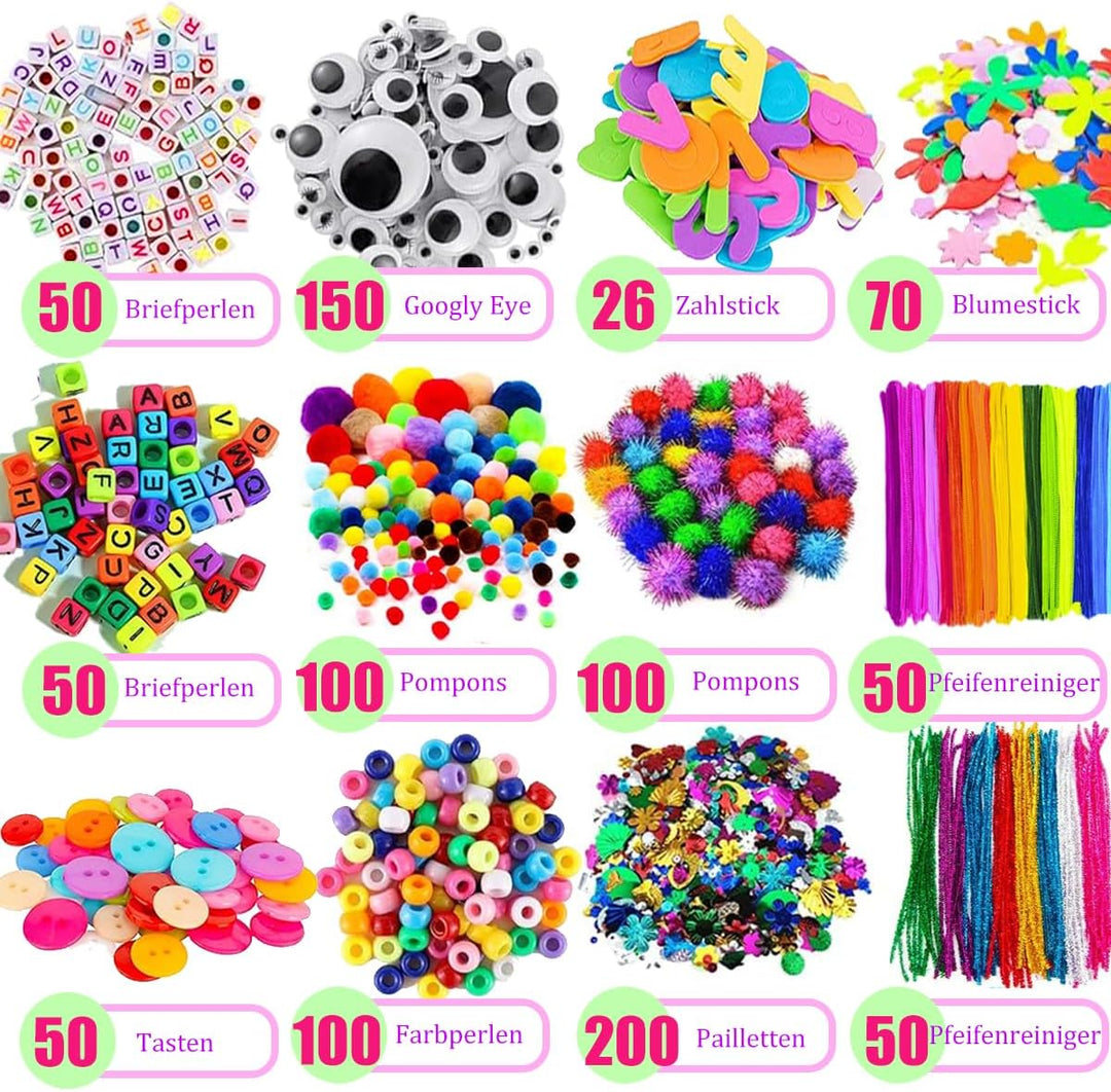 Gutenguy Bastelset Kinder, 3000+Pcs Bastelkoffer Bastelbedarf Material Set, Grosse Bastelbox Geschen