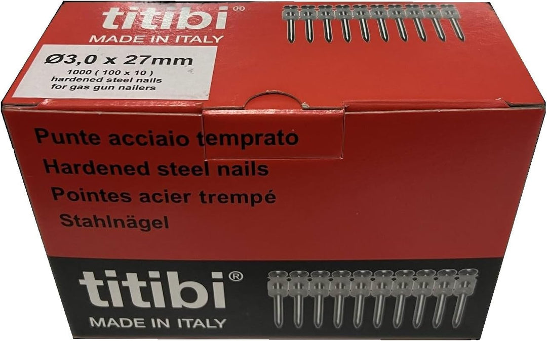 Nr. 1000 Titibi Nägel Ø3,0 x 27 mm, 100% kompatibel mit HILTI Gasnagler: GX 3, GX 100, GX 100-E, GX