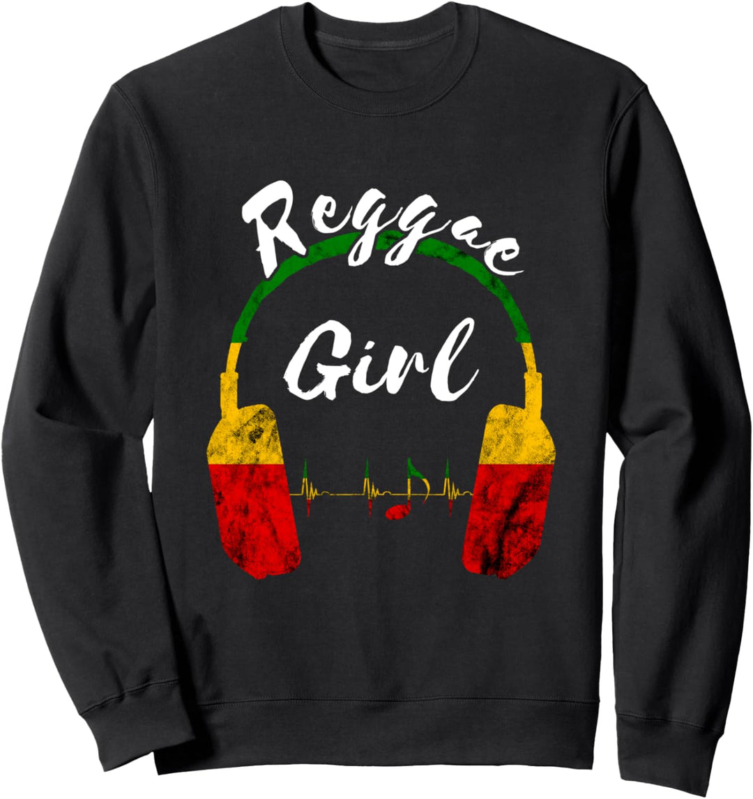 Reggae Mädels Kopfhörer Rastafari Roots Reggae Musik Sweatshirt