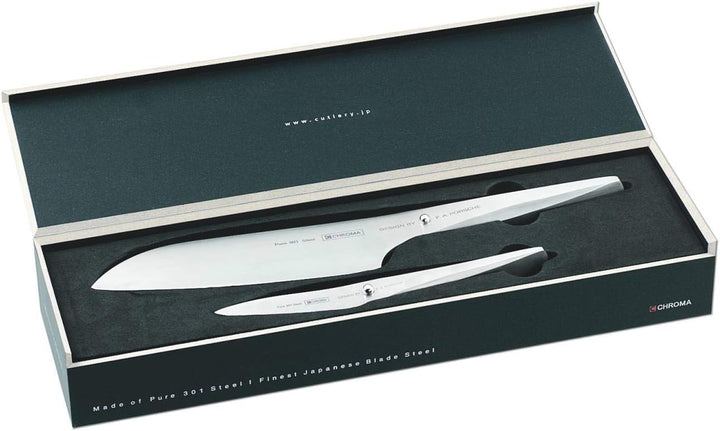 Chroma Messer-Set Type 301, P-29 (P-02, P-09) Schälmesser mit 7,7 cm Klinge + Extra scharfes Santoku