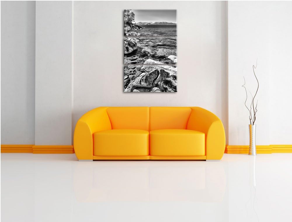 Pixxprint Steinbucht im Mittelmeer als Leinwandbild/Grösse: 3 Teilig (120x80) cm/Wandbild/Kunstdruck