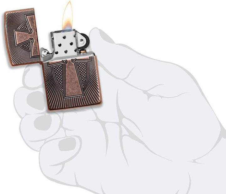 ZIPPO - Deep Carve Cross Design - Antique Copper, Deep Carve - Sturmfeuerzeug, befüllbar, in hochwer