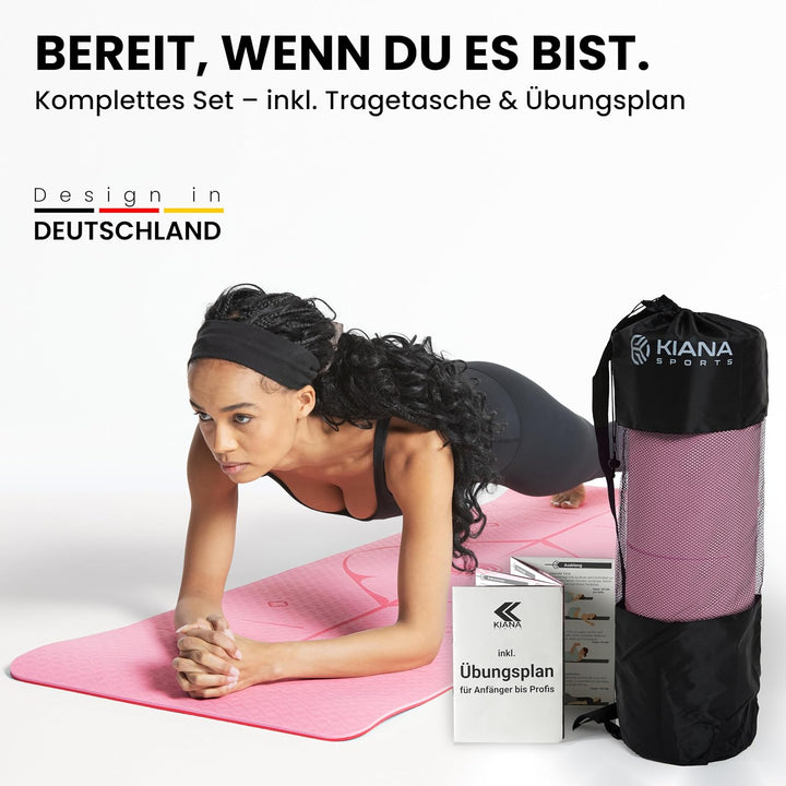 Yoga Matte – Rutschfeste Sportmatte in Deutschland entwickelt – 2 Komfort-Dicken – Formstabile Yogam