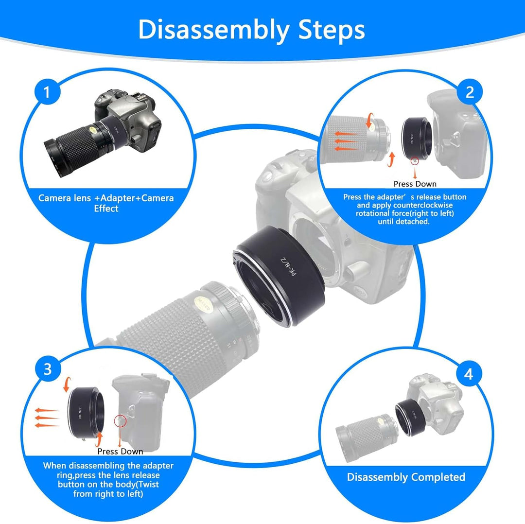 PK-Niko Z Objektivadapter Adapterring,für Pentax PK K Mount Objektiv Kompatibel für Nikon Z 7 und fü