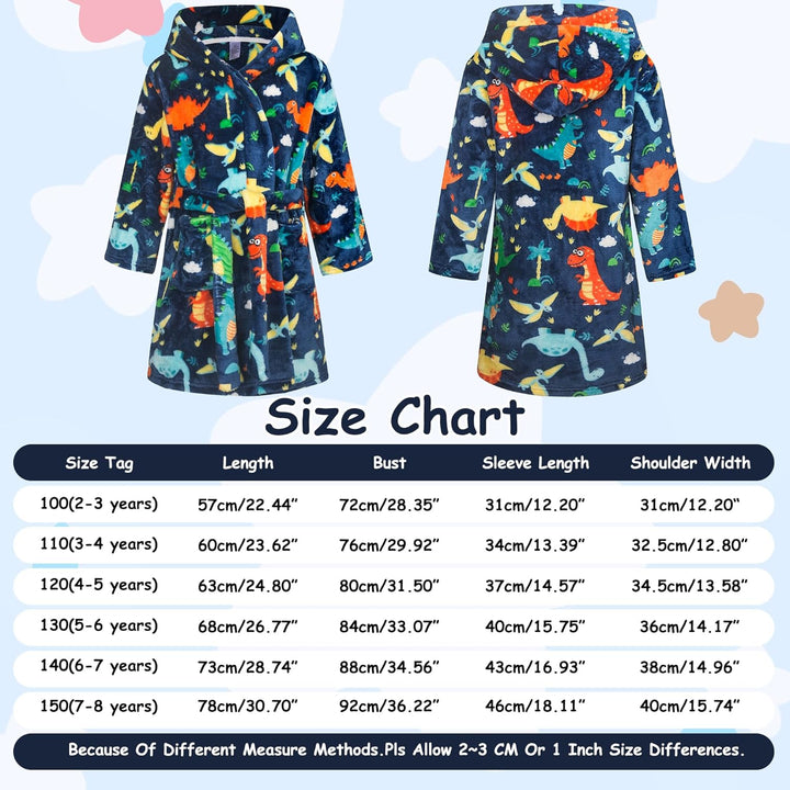 FILOWA Bademantel für Kinder Mädchen Jungen Fleece Kinderbademantel mit Kapuze, Flanell Flauschig Mo