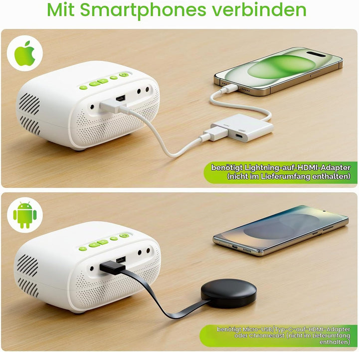 Mini Beamer als Geschenk, um Sportereignisse/Filme anzuschauen - 137 Zoll Bildgrösse, 480P, unterstü