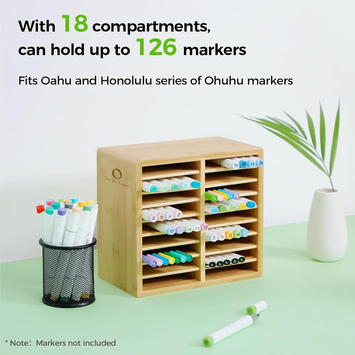 Ohuhu Bambus Stifte Organizer, Holz Desktop Aufbewahrung für 126 Markerstifte Stifte Bleistifte Kuns