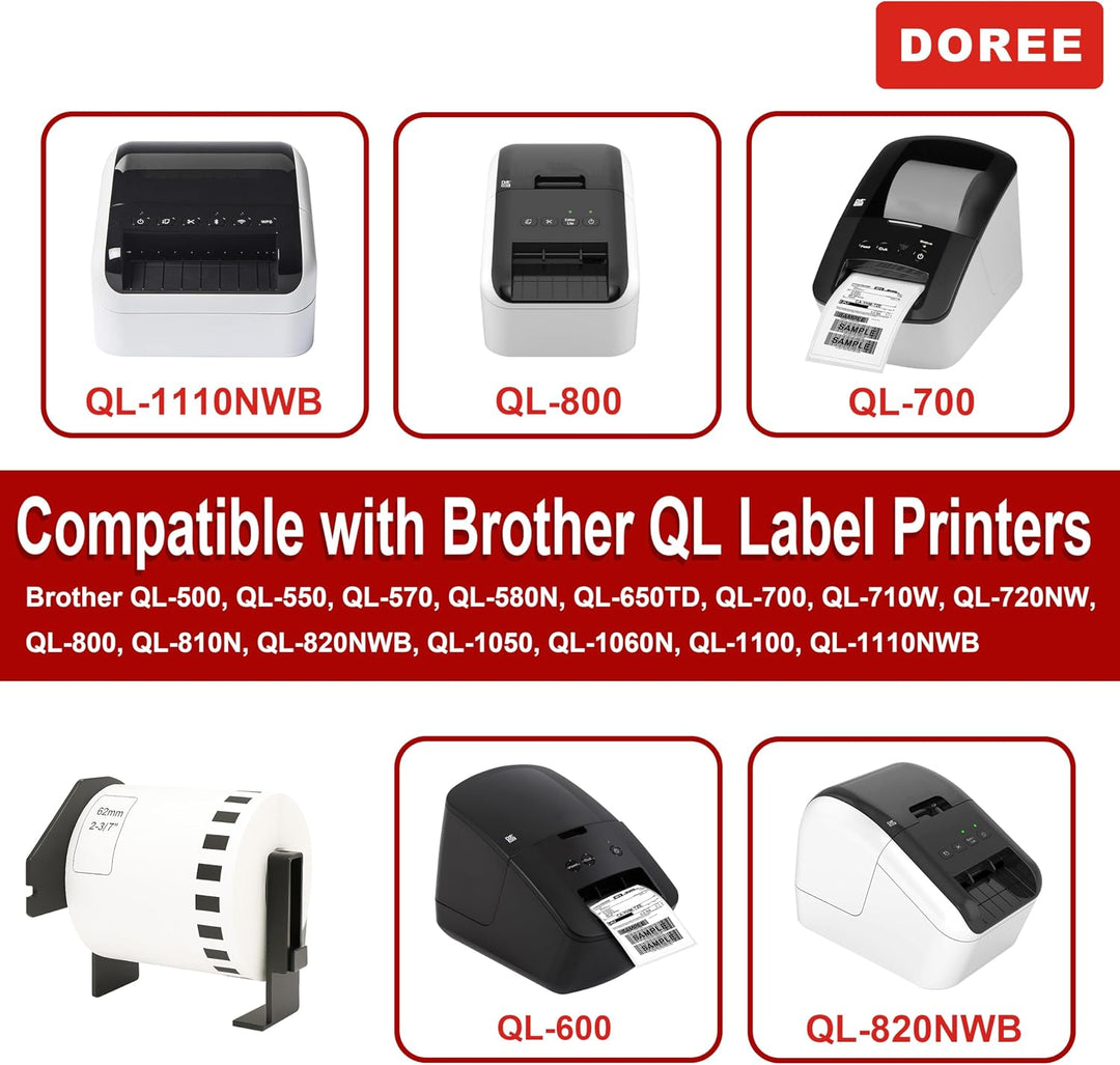 Doree 32 Rollen DK22205 62mm x 30,48m Endlosetiketten Brother QL kompatibel | 62 mm x 30,48m Endlose
