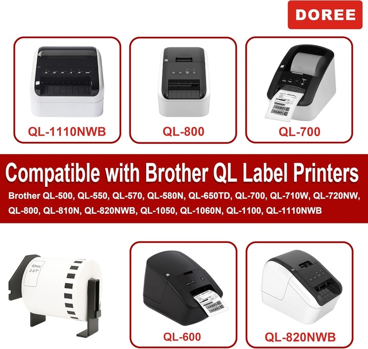 Doree 32 Rollen DK22205 62mm x 30,48m Endlosetiketten Brother QL kompatibel | 62 mm x 30,48m Endlose