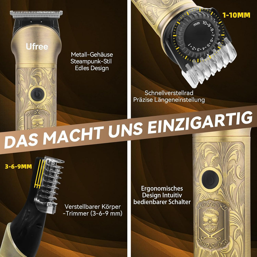 Ufree All-in-One Haarschneidemaschine, Profi Barttrimmer Haartrimmer Herren | Edelstahlklingen, Haar