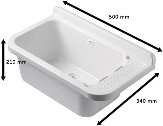 VBChome Ausgussbecken mit Armatur 50 x 34 cm Spülbecken Waschtrog mit Überlauf Waschbecken für Gewer