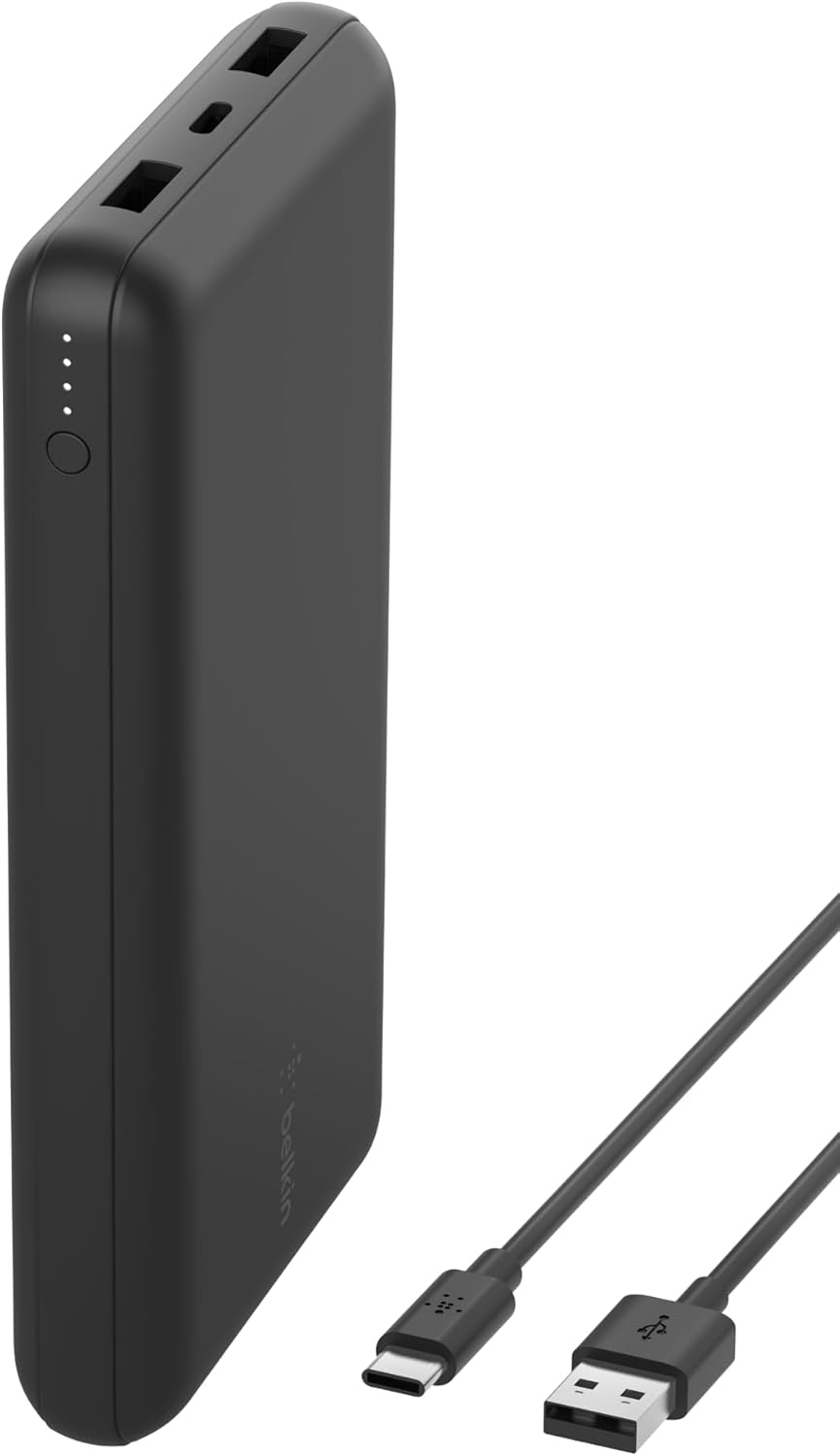 Belkin tragbares USB-C-Ladegerät, 20.000 mAh, 20K Powerbank mit USB-C-Ein-/Ausgang und 2 USB-A-Ansch