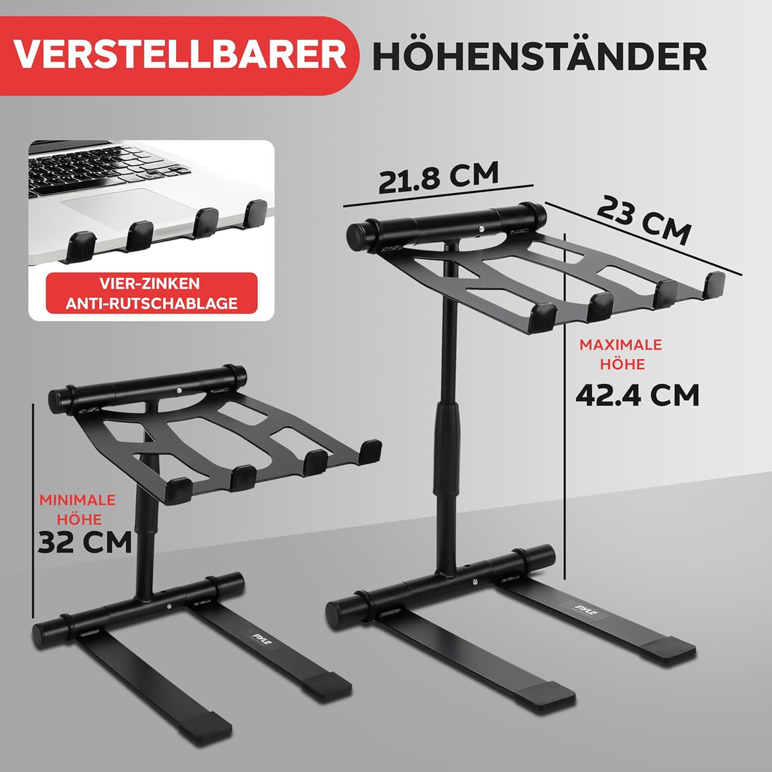 pyle Tragbarer, klappbarer Laptop-Ständer – Stehtisch mit verstellbarem Winkel, Faltbarer Höhe und 4