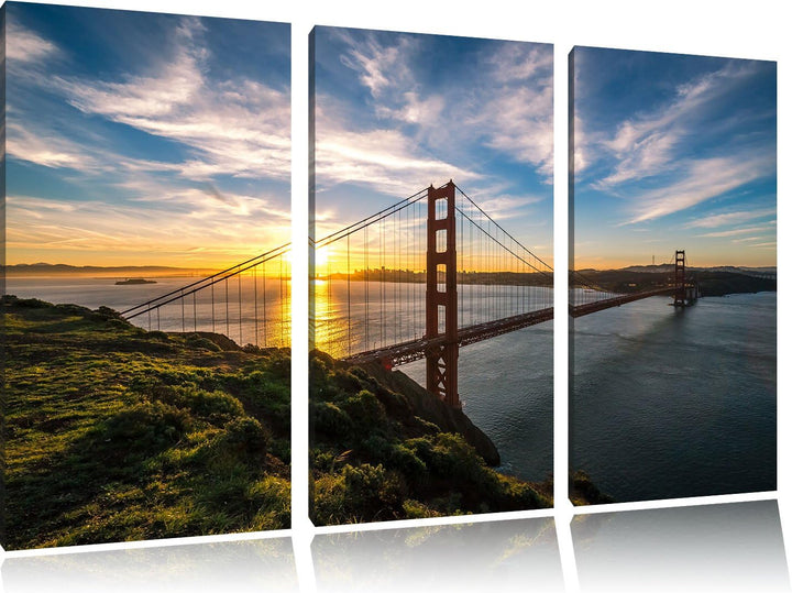 Pixxprint Golden Gate Bridge als Leinwandbild 3 teilig/Grösse: 3 Teilig (120x80) / Wandbild/Kunstdru