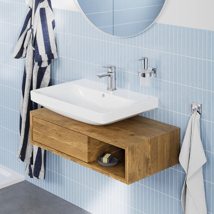 GROHE Dice, Waschtischarmatur, wassersparend (Wasserhahn für das Bad, Badarmatur mit Zugstangen-Abla