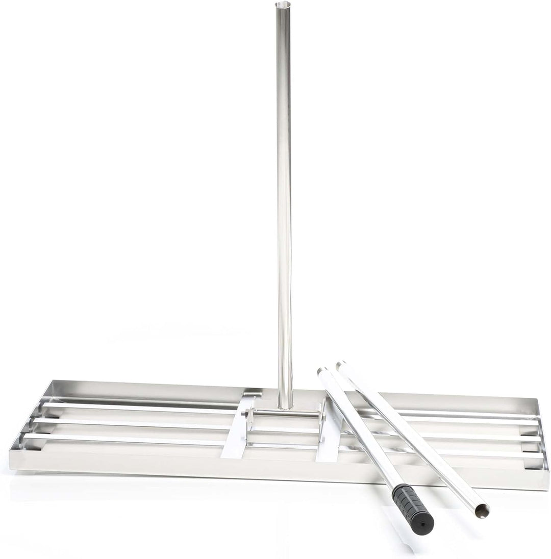 Wiltec Edelstahl Rasenrakel mit Stiel Grösse XL, Flächenebner 26 x 100 x 2,8 cm Unebenheiten im Rase